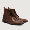 Duster Brogues Derby Marrón Botas de cuero para Hombre