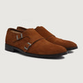 Boston Zapatos de doble hebilla Marrón Suede Zapatos de cuero