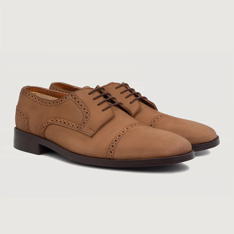 Dirk Brogues Derby Marrón Nubuck Leather Shoes para Hombre