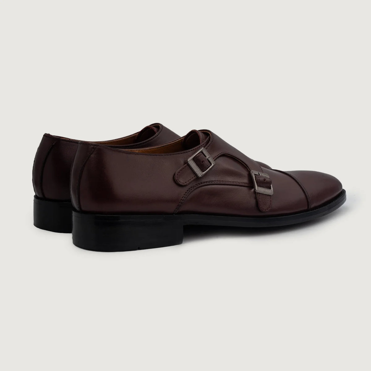 Boston Zapatos de doble hebilla Granate Zapatos de cuero For Men - Contrafuerte de talón reforzado y doble costura de precisión