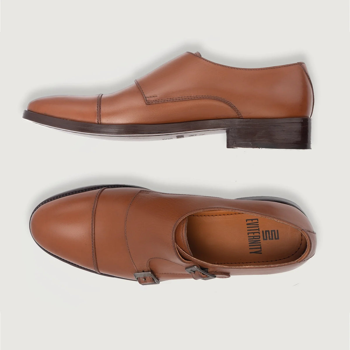 Boston Zapatos de doble hebilla Tostado Zapatos de cuero For Men - Contrafuerte de talón reforzado y doble costura de precisión