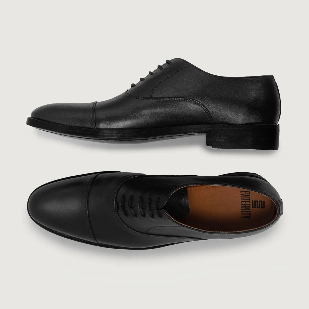 Professor Oxford Negro Zapatos de cuero para Hombre For Men - Contrafuerte de talón reforzado y doble costura de precisión