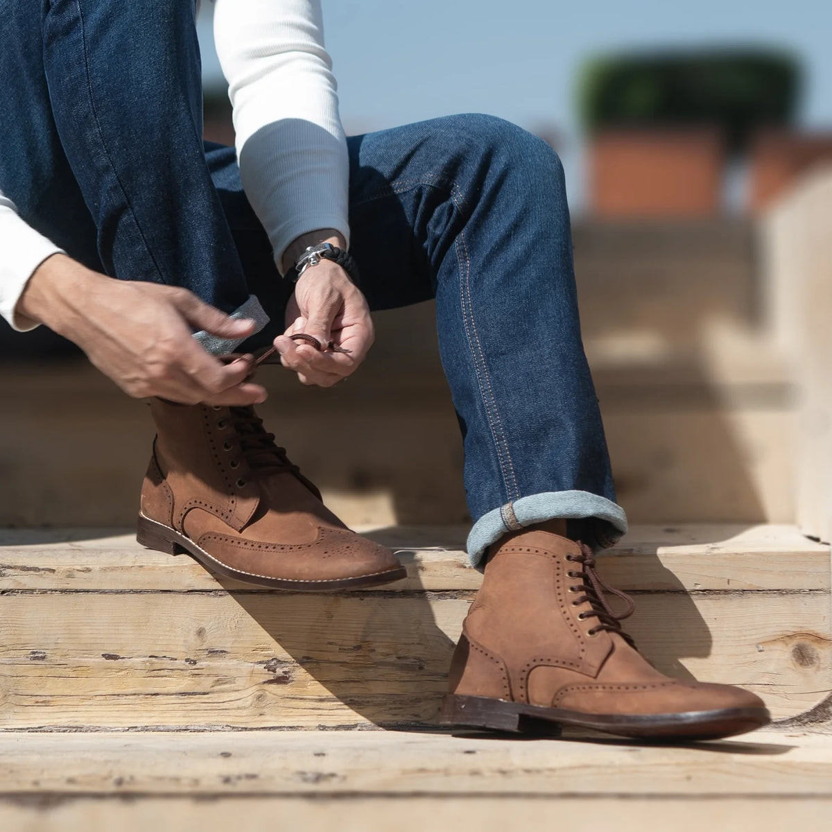 Orlaven Duster Brogues Derby Oil Pull-up Marrón Botas de cuero para Hombre footwear image 9