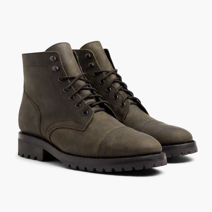 Captain StormKing® Verde Oliva Oscuro Mate Botas de cuero para Hombre