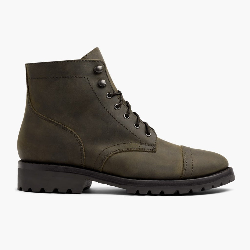 Captain StormKing® Verde Oliva Oscuro Mate Botas de cuero para Hombre