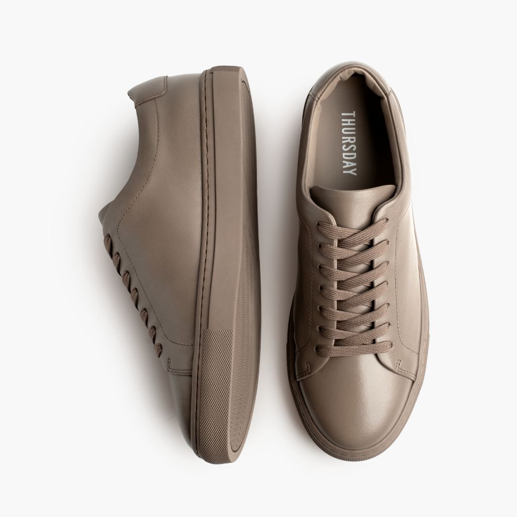 Encore Taupe Zapatillas de cuero para Hombre - Contrafuerte de talón reforzado y doble costura de precisión