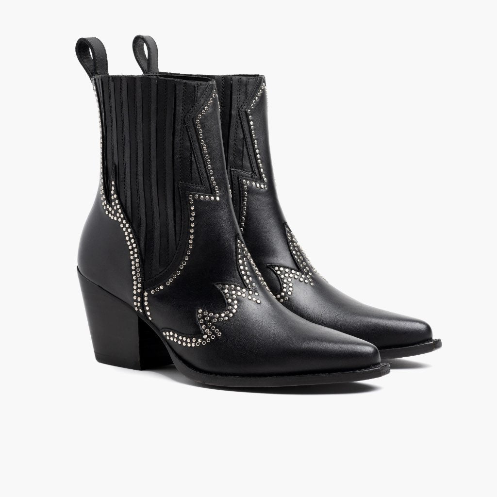 Black Full-Grain leather Boots - Construcción cosida Goodyear y puntera delantera