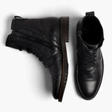 Close-Up Detail of Classic Collar & Heavy-Duty Zipper Hardware on Casa Moto Black Leather Boots