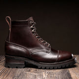 Brown Full-Grain leather Boots - Goodyear Welt Construction & Front Toe Box Detail