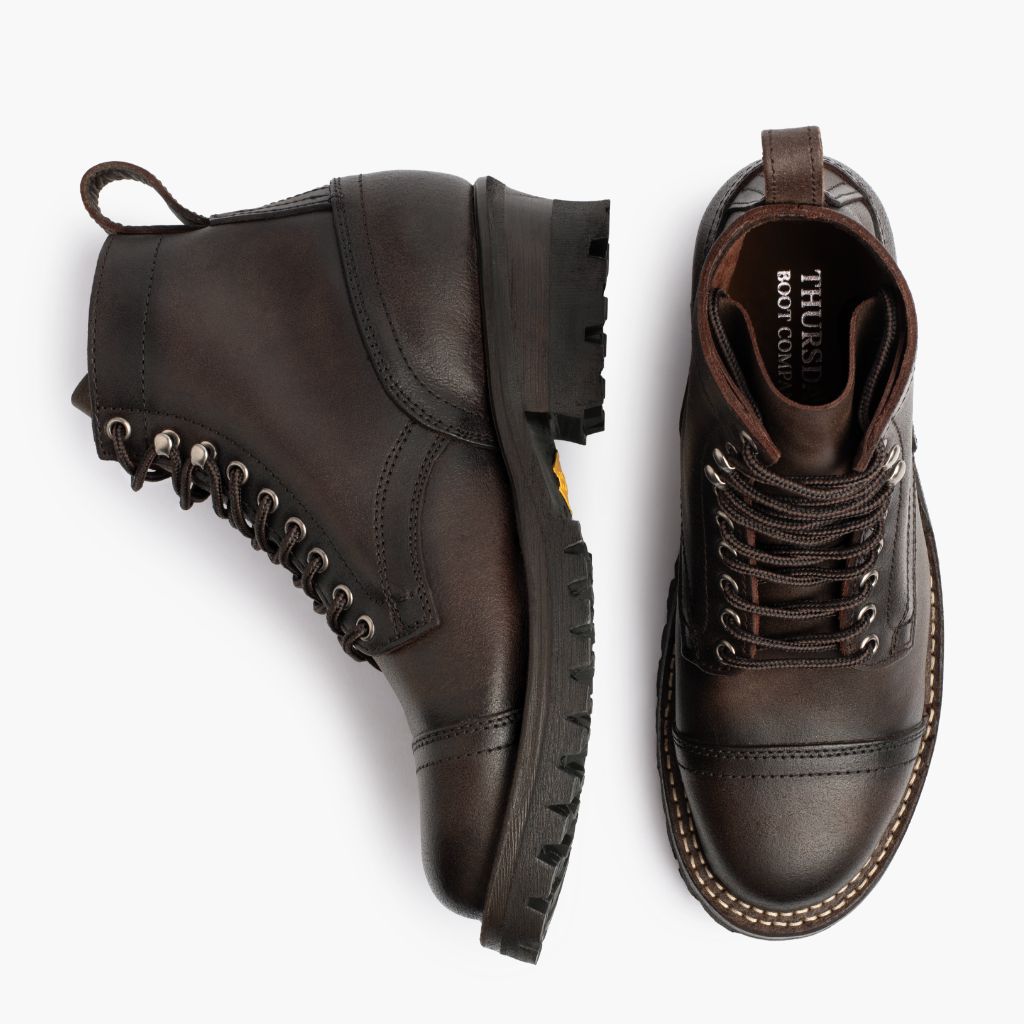 Challenger Cañón Botas de cuero para Hombre - Contrafuerte de talón reforzado y doble costura de precisión