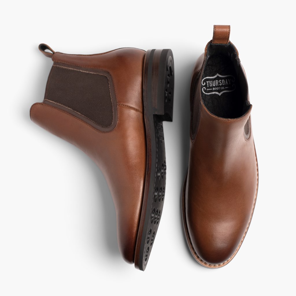 Duke Brandy Botas de cuero para Hombre - Contrafuerte de talón reforzado y doble costura de precisión