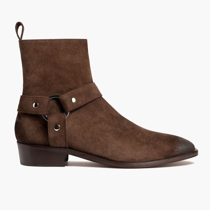 Harness Marrón Oscuro Suede Botas de cuero para Hombre