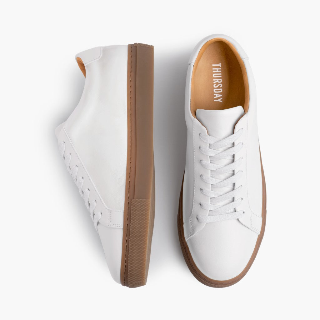 Legacy Blanco Zapatillas de cuero para Hombre - Contrafuerte de talón reforzado y doble costura de precisión