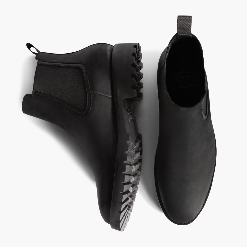 Legend Negro Mate Botas de cuero para Hombre - Contrafuerte de talón reforzado y doble costura de precisión