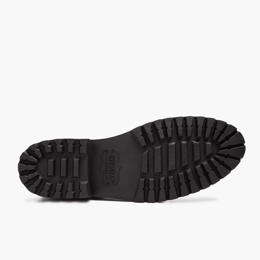 High-Traction Rubber Outsole & Lug Tread Pattern on Legend Negro Mate Botas de cuero para Hombre