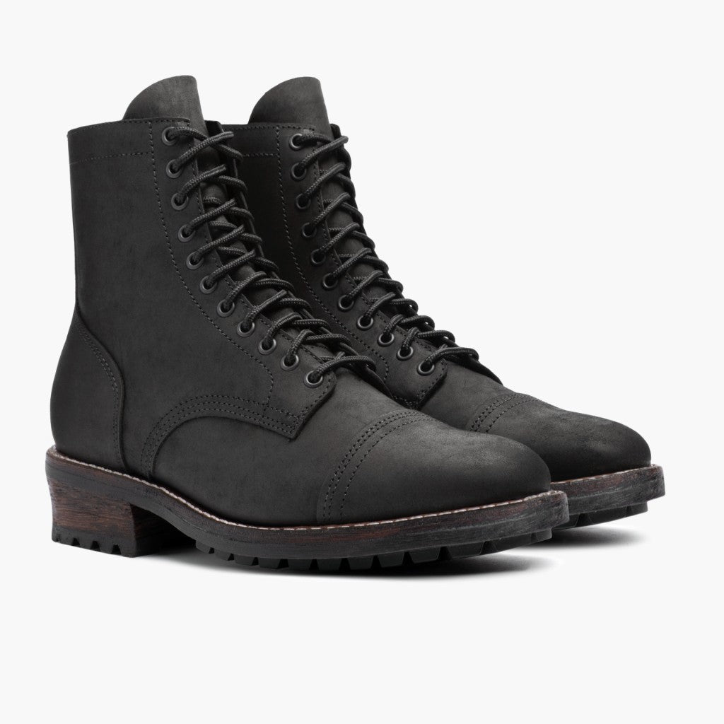 Logger Negro Mate Botas de cuero para Hombre en cuero vacuno negro auténtico - Vista de perfil | Comprar online
