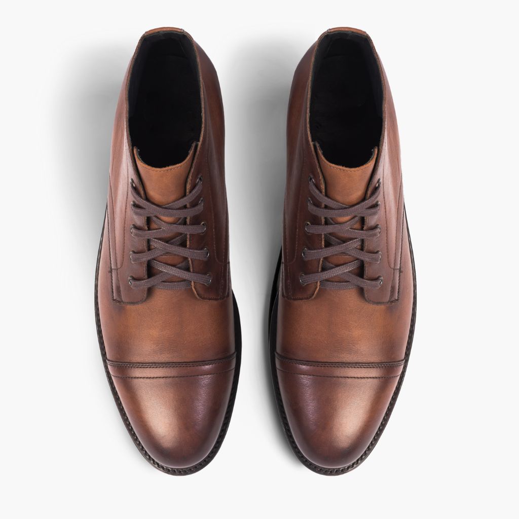 Cadet Nogal Botas de cuero para Hombre - Contrafuerte de talón reforzado y doble costura de precisión