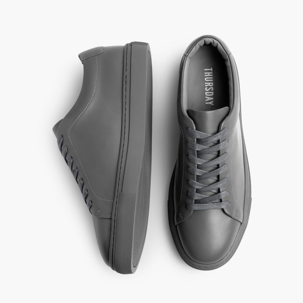 Encore Steel Gris Zapatillas de cuero para Hombre - Contrafuerte de talón reforzado y doble costura de precisión