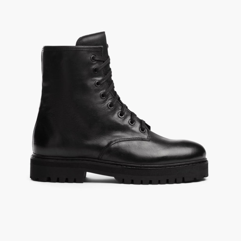 Combat Negro Leather Boots para Mujer