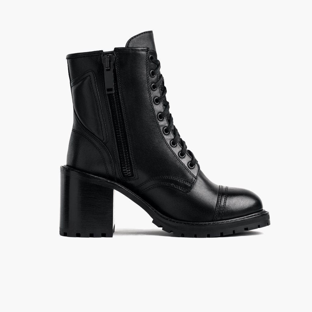 Rebel Negro Botas de cuero para Mujer en cuero vacuno negro auténtico - Vista de perfil | Comprar online