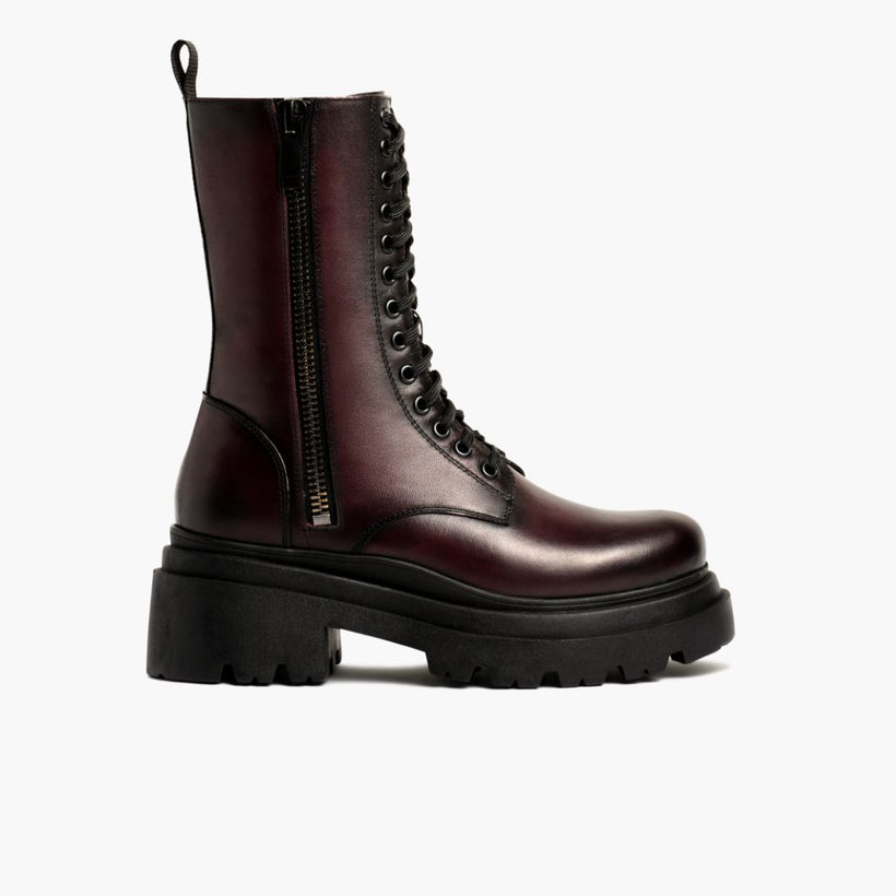 Fatale Negro Cherry Botas de cuero para Mujer