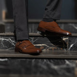 Orlaven Boston Double Monk Strap Brown Leather Shoes footwear image 10