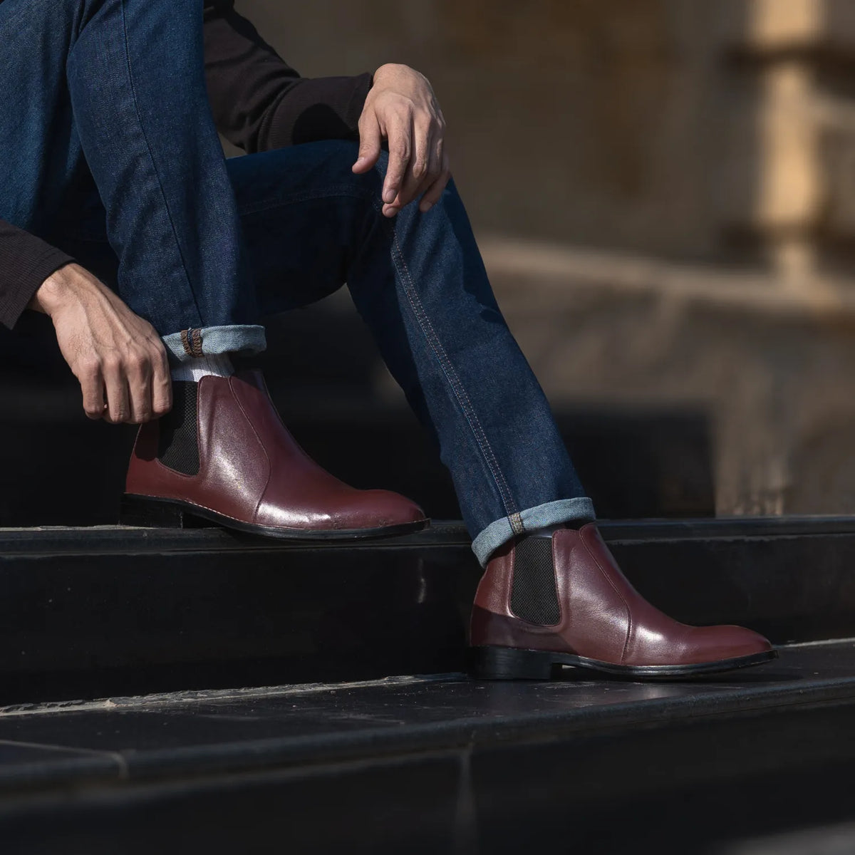 Orlaven Clarkson Chelsea Granate Botas de cuero para Hombre footwear image 10
