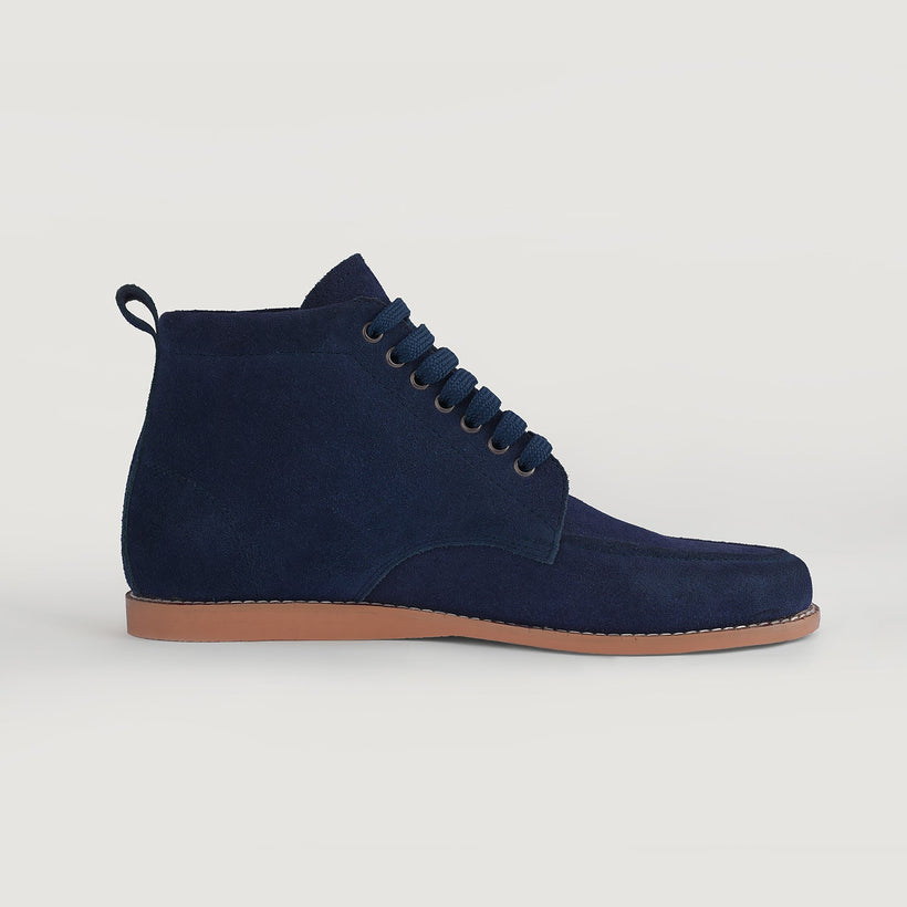 Bearman Moc Toe Azul Suede Boots para Hombre