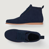 Bearman Moc Toe Blue Suede Boots - Reinforced Heel Counter & Precision Double-Row Stitching Detail