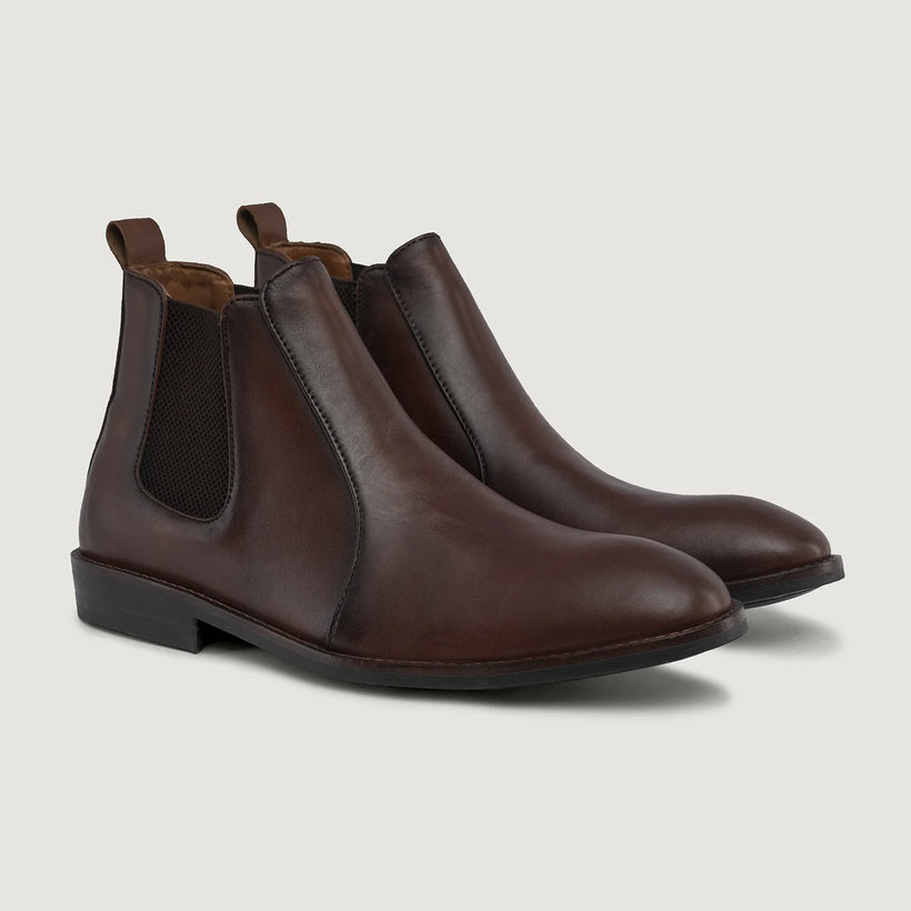 Clarkson Chelsea Marrón Burnished Leather Boots - StudGuard para Hombre