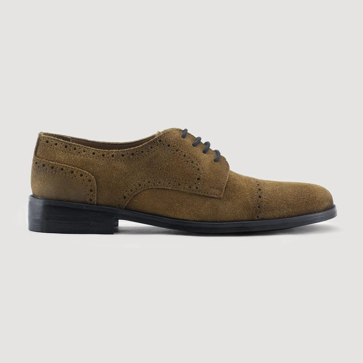 Brown Goatskin Suede Leather Shoes - Construcción cosida Goodyear y puntera delantera