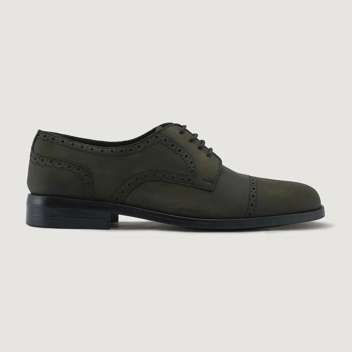 Olive Full-Grain leather Shoes - Construcción cosida Goodyear y puntera delantera
