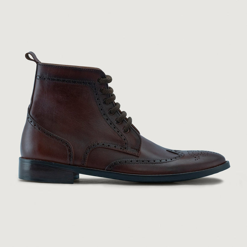 Duster Brogues Derby Marrón Burnished Botas de cuero - StudGuard para Hombre