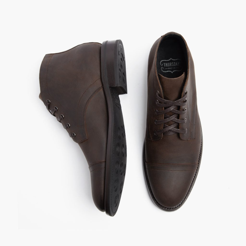 Cadet Tabaco Botas de cuero para Hombre - Contrafuerte de talón reforzado y doble costura de precisión
