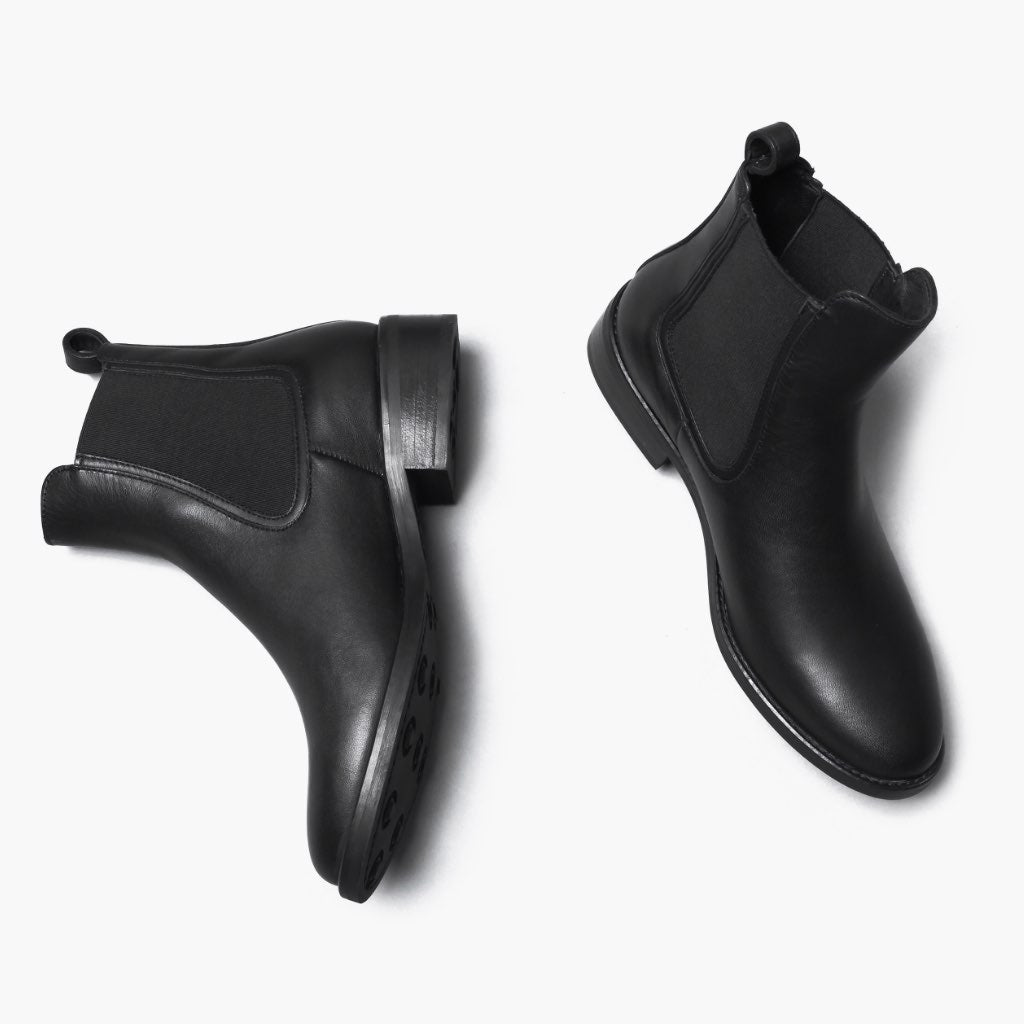 Duchess Negro Botas de cuero para Mujer - Contrafuerte de talón reforzado y doble costura de precisión