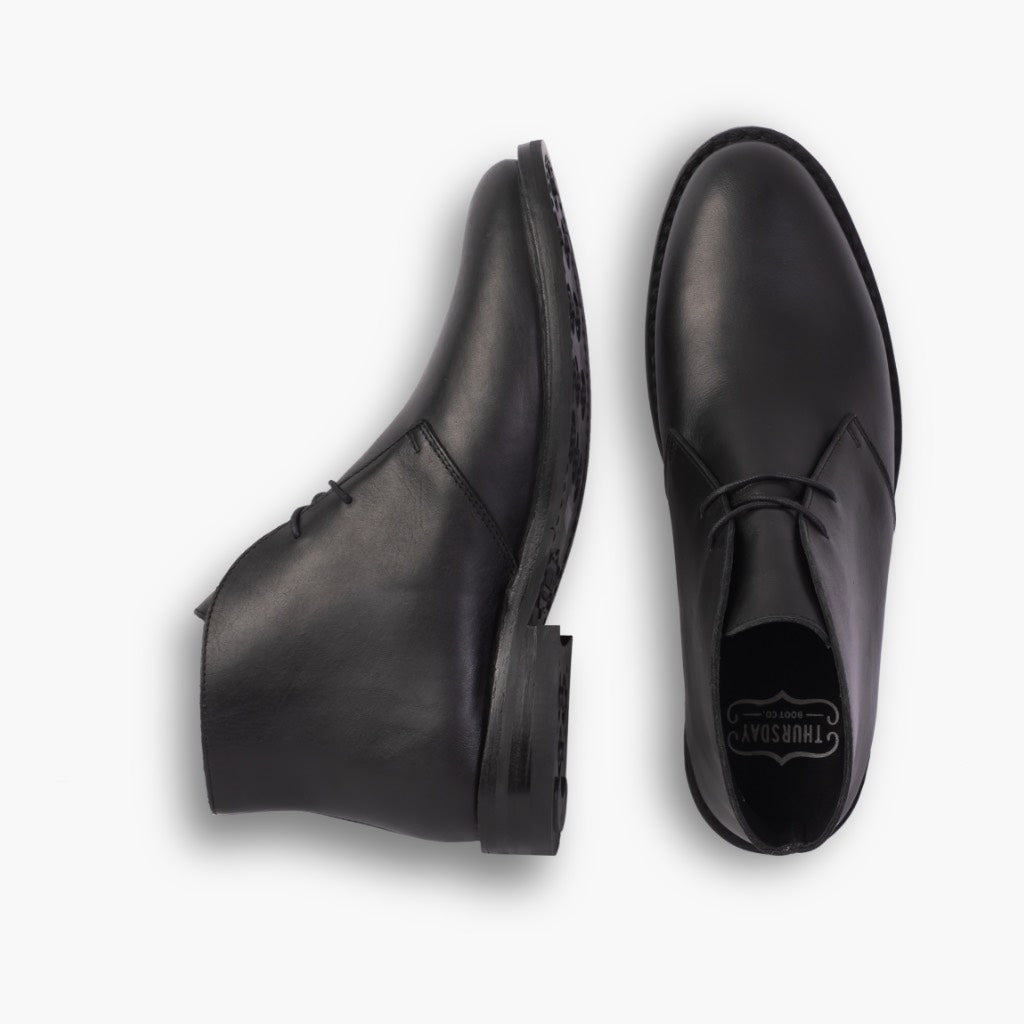 Scout Negro Botas de cuero para Hombre For Men - Contrafuerte de talón reforzado y doble costura de precisión