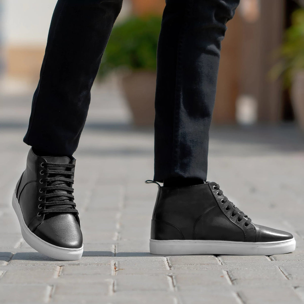Orlaven Marty High Top Negro Zapatillas de cuero para Hombre footwear image 9