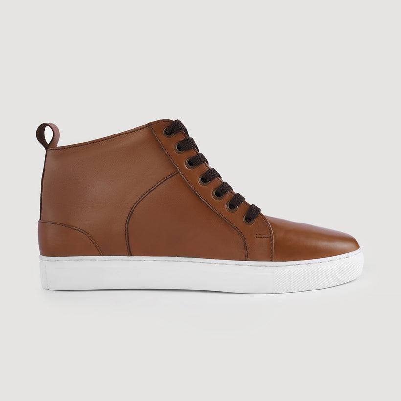 Marty High Top Tostado Zapatillas de cuero para Hombre