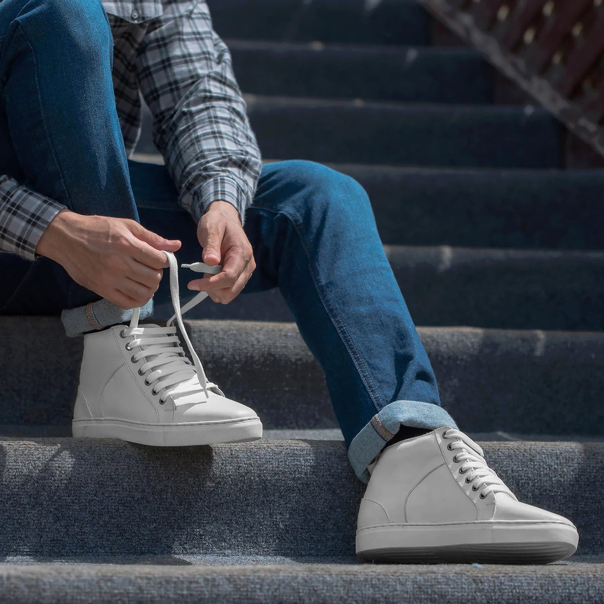 Orlaven Marty High Top Blanco Zapatillas de cuero para Hombre footwear image 10