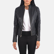 
Adalyn Acolchado Negro Chaqueta Biker de Cuero para Mujer - Vista frontal y silueta entallada | Comprar online