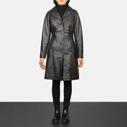 
Alexis Negro Single Breasted Abrigo de Cuero para Mujer in Black Cowhide Leather - Vista frontal y silueta entallada | Comprar online