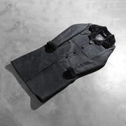 Styled Fit Perspective of Women's Alina Shearling Negro Abrigo de Cuero para Mujer on Model - Natural Daylight Drape