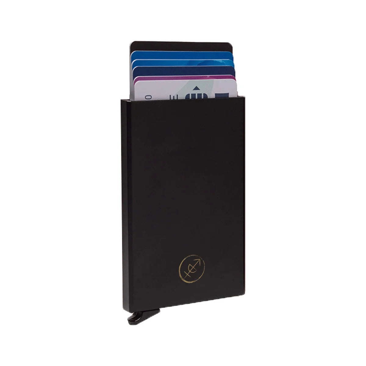 Aluminium Card Holder para Mujer in Classic 100% Full-Grain Leather - Full Exterior Front Profile View | Comprar online