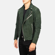Armand Verde Chaqueta Biker de Cuero para Hombre – Vista alternativa del producto 2