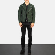 Armand Verde Chaqueta Biker de Cuero para Hombre – Vista alternativa del producto 3