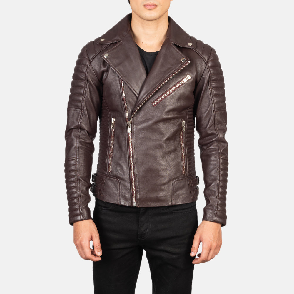 Armand Verde Chaqueta Biker de Cuero para Hombre – Vista alternativa del producto 1