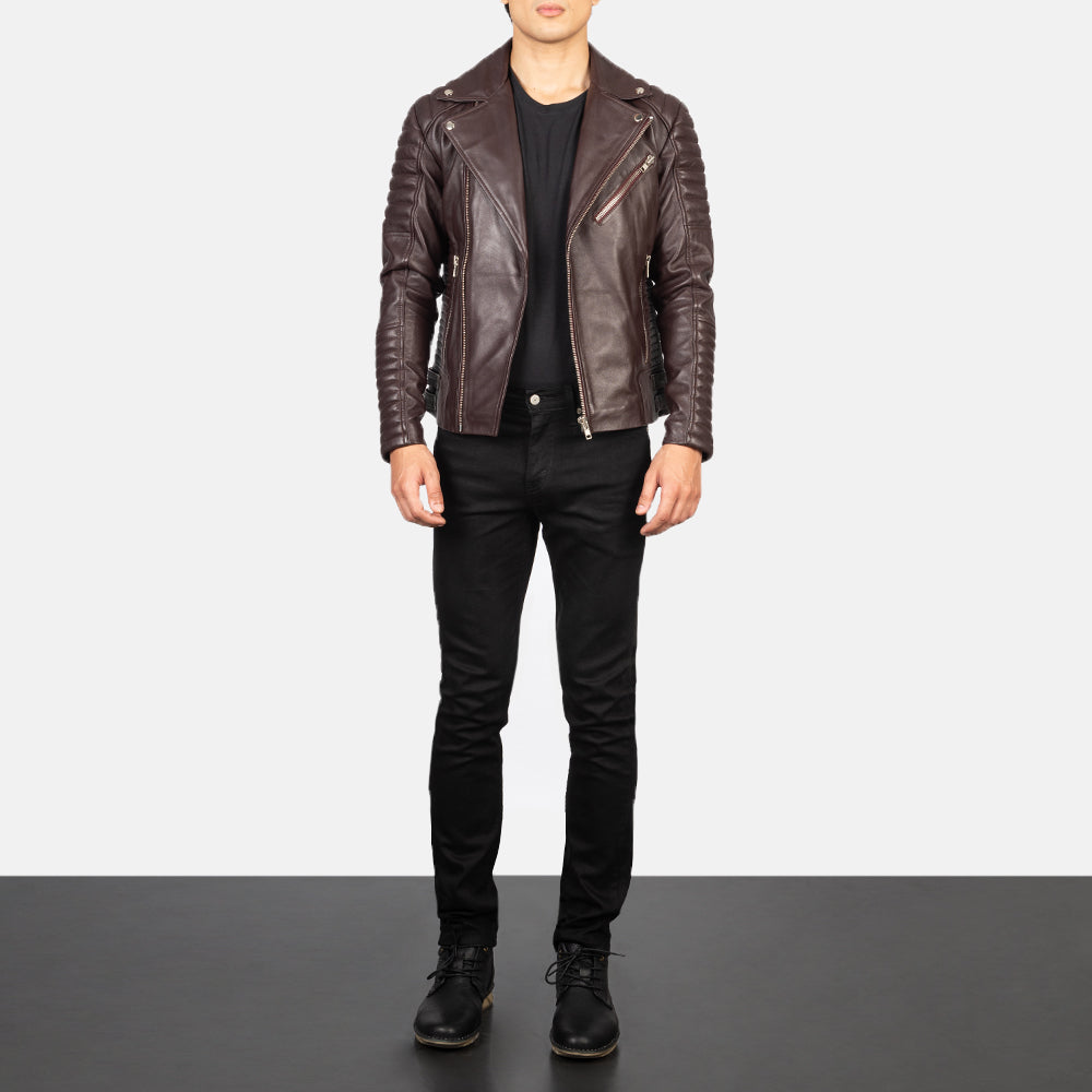 Armand Verde Chaqueta Biker de Cuero para Hombre – Vista alternativa del producto 3