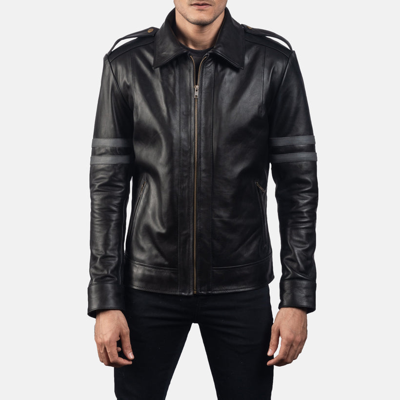 Armstrong Negro Chaqueta Biker de Cuero para Hombre