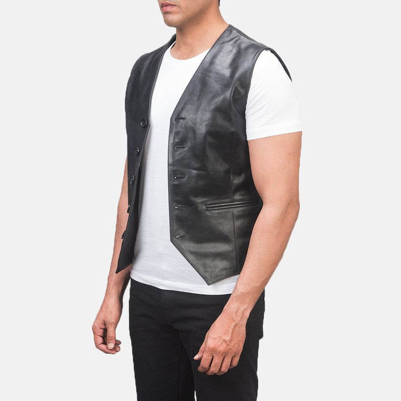 Auden Negro Chaleco de Cuero para Hombre