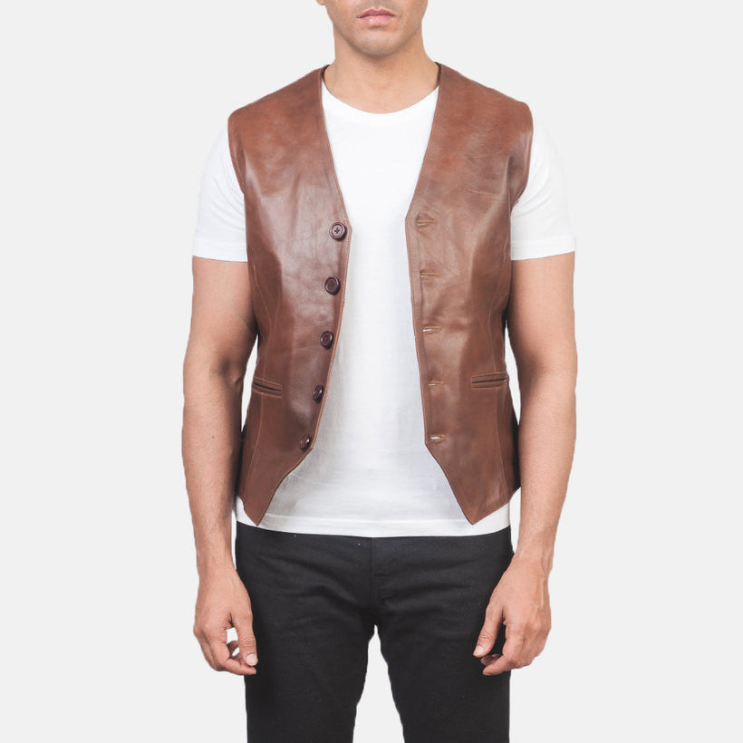 Auden Marrón Chaleco de Cuero para Hombre